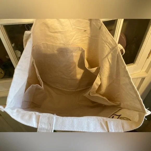 Hand Embroidered Canvas Shopping Tote with Deer Design - Picture 2 of 2